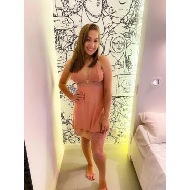 Imagem de Camisola bela de liganete e renda rose - Donzzela Lingerie, G, Rose