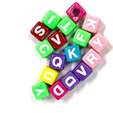 Imagem de Miçanga Conta Dado Letras 6X6MM 25G Sortidas - KIT