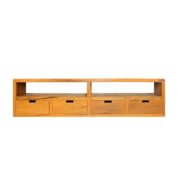 Imagem de Rack Santiago 200cm Rústico Madeira Maciça Peroba Rosa - Tok Imperial