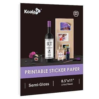 Imagem de Folhas de adesivos semibrilhantes Koala – 25 adesivos imprimíveis, papel fotográfico adesivo de 21 x 28 cm, compatível com jato de tinta, impressoras a laser e máquinas de corte
