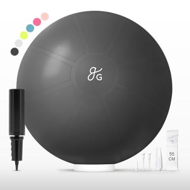 Imagem de Greater Goods Bola de exercício, extra durável, bola de ioga anti-explosão para exercícios, pilates, gravidez, bola de estabilidade para equilíbrio e força do núcleo, preta, 55 cm
