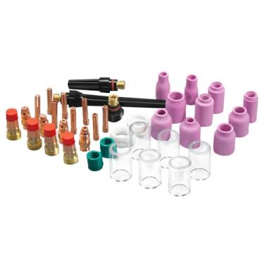 Imagem de JZWELD Kit de copo de vidro Pyrex de 49 peças para tocha de soldagem TIG, lente de gás atarracada #10 para WP-17/18/26, kit de acessórios de soldagem TIG, kit de soldagem
