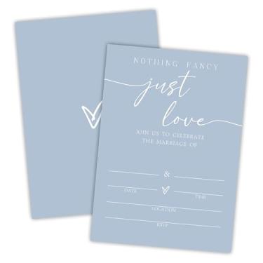 Imagem de Nuckxy Convites de casamento - azul minimalista - 25 peças convites de casamento dupla face com envelopes para Sr. & Mrs - Celebração de casamento, chá de casamento, recém-casados, lembrancinhas e