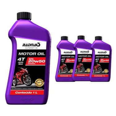 Imagem de Kit 4 Litros Oleo 20w50 4t Motos Mineral Original - Radnaq Automotive