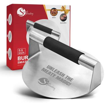 Imagem de Simple preading Prensa de hambúrguer de aço inoxidável Smash Hambúrguer, esmagador de hambúrguer, prensa de grelha, ferramenta de esmagar hambúrguer, com frases engraçadas, prensa de grelha, prensa de