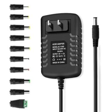 Imagem de Arybroourd Dc 12 Volts 2 Amp Fonte de Alimentação 24W 12 Volts 2Amp Adaptador Ac 100-240V 50-60Hz Ac para Dc 12V 2A Adaptador de Alimentação, Plugue de Saída Dc de 5.5Mm X 2.5Mm e 10 Tamanhos de Ponta