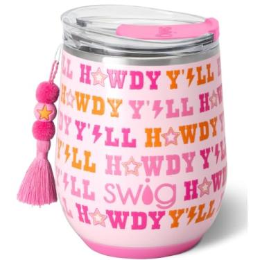 Imagem de Swig Life Copo de vinho de 340 g com tampa, aço inoxidável, lavável na lava-louças, portátil, copo de vinho com isolamento triplo (Howdy Yall)