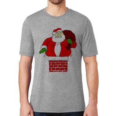 Imagem de Camiseta Papai Noel Chaminé - Foca na Moda, Cinza, M