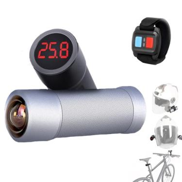 Imagem de VSYSTO Câmera de capacete de bicicleta 4K com visor de temperatura, WiFi à prova d'água WDR 170°, lente super grande angular para motocicleta, câmera de painel, instantâneo, sensor G, gravação em loop