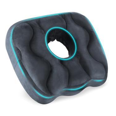 Imagem de H-Brotaco Almofada de assento, almofadas de cadeira para alívio da dor, cadeira de escritório para longas horas sentadas com capa lavável, almofada de espuma macia para assento de carro, cadeira de