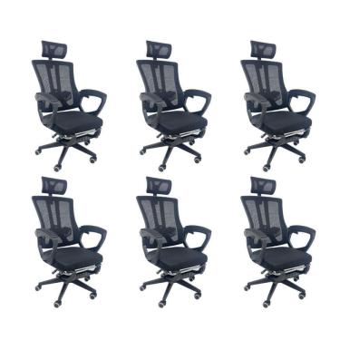 Imagem de Kit 6 Cadeiras de Escritório Presidente Executiva Oficial Paris Preto