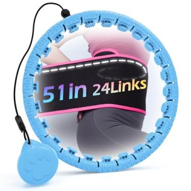 Imagem de JLoibao círculo de hula pesado para perda de peso de adultos com cinto de suor, aro de fitness infinito plus size, inclui 24 elos destacáveis ​​e treinador de cintura para mulheres