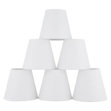 Imagem de Ruiever Pacote Com 6 Abajures Pequenos Encaixe Para Lâmpada De Tecido, Abajur Fundo 140 Cm X 8,9 13,5 Altura Lustres, Luminárias Parede, Teto, Mesa E Piso, Proteção Os Olhos (Branco)