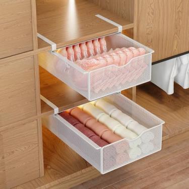 Imagem de WOCHUANGSI Pacote com 2 peças de sutiã com cestos removíveis e organizador de meias para gavetas, mulheres, faculdade, dormitório, essencial (branco)
