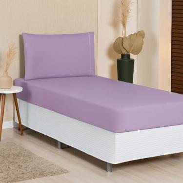 Imagem de Jogo De Lençol Solteiro Padrão Antialérgico 2 Peças 400 Fios Com Elást