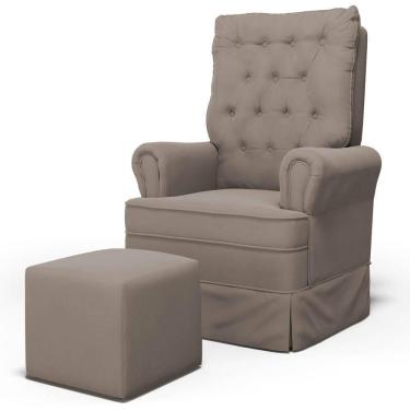 Imagem de Poltrona De Amamentação E Descanso Com Balanço E Puff Laís G05 Veludo Areia - Mpozenato