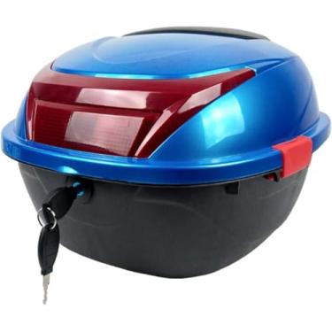 Imagem de Estojo De Motocicleta Top Case, Caixa De Capacete Traseiro, Estojo De Armazenamento De Capacete Traseiro, Estojo Universal De Capacete, Estojo De Capacete Para Scooter, Motocicleta, Ci, Blue