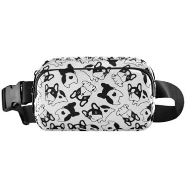 Imagem de Lindas pochetes femininas de esquilos avelãs à prova d'água bolsa de cinto bolsa de cintura de designer para mulheres, Bulldog francês com pata de cachorro, 8 x 5.3 x 2.3 inch, Estampa fofa