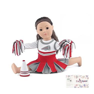Imagem de Emily Rose 18 Inch Doll Clothes Accessory Gift Play Set | Scarlet and Grey Cheer Cheerleader 18" Doll Outfit, Includes Dress, T-Shirt Tee and Fun Accessories | Made to Fit Most 18" Dolls