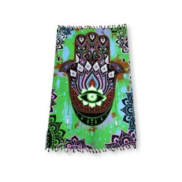 Imagem de Canga e Saída de Praia Poliéster Mão de Fátima Hamsá Tie Dye - Sarat M