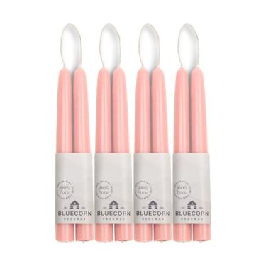 Imagem de Bluecorn Beeswax Velas Cônicas 100% Cera De Abelha Pura, Rosa Empoeirado Natural, Sem Perfume, Soja Cônica, Parafina E Fragrância, 8" A Granel, Pacote Com 8
