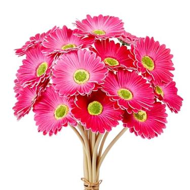 Imagem de SITUMEIZI 15 peças, margaridas artificiais, ramo de flores artificiais, margaridas falsas, 38 cm para casamento, festa de noiva, decoração de cozinha