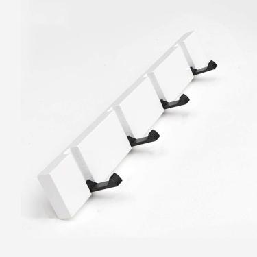 Imagem de Cabideiro De Parede, Madeira Com Ganchos Retráteis, Belas E Elegantes Roupas Para Pendurar Roupas, Chaves, Toalhas, White, 4 hook