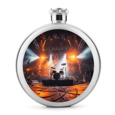 Imagem de Cantil de aço inoxidável, palco de concerto de rock, impressão de palco, frasco clássico, cantil, garrafa de viagem, garrafa portátil de licor