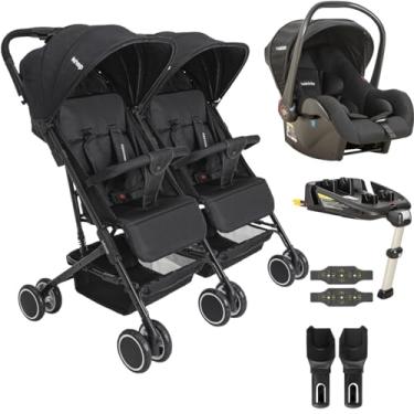 Imagem de Carrinho Kiddo de Gemeos Bebe Conforto Base ISOFIX Mascote Preto