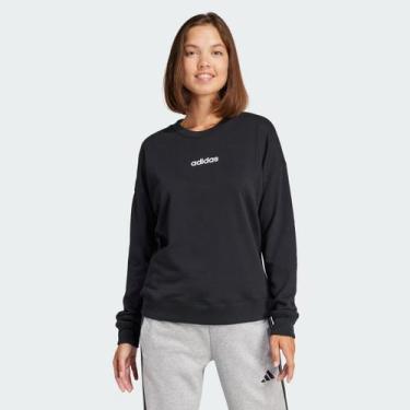 Imagem de Moletom Adidas Logo Linear Feminino Preto e Branco, P