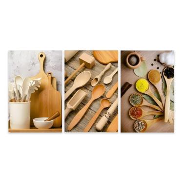 Imagem de Kit 3 Quadros Decorativos Cozinha Tempero Restaurante Placas