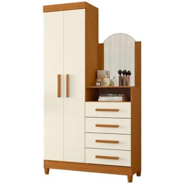Imagem de Guarda Roupa New Capri Cômoda 2 Portas 4 Gavetas Albatroz, Cinamomo/Of