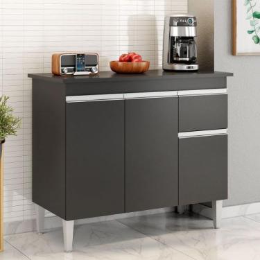 Imagem de Balcão Gabinete de Pia sem Tampo Tatiane 100cm 3 Portas 1 Gaveta - SSX