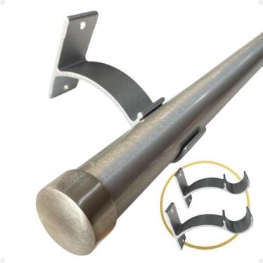 Imagem de Kit 2 Suporte Perfil Parede Varão Comum Ilhós 28mm Cortina Argola Inst