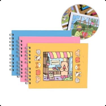Imagem de Kit 3 Caderno Livro De Colorir Desenhos 50 Folhas Grossa Estilo Bobbie
