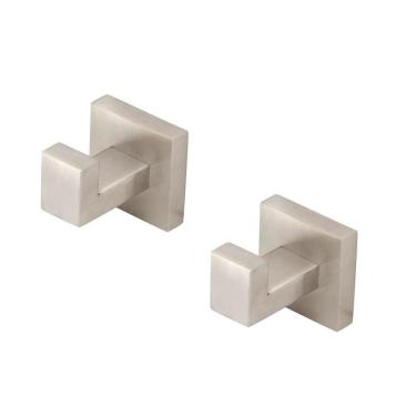 Imagem de Kit 2 Porta Toalha Cabide Quadrado Inox Escovado Banheiro