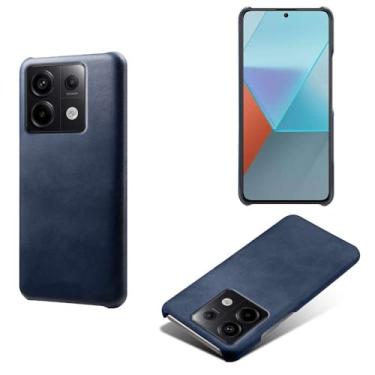 Imagem de Capa para Xiaomi POCO M6 Pro 4G,Proteção contra quedas,Casca de volta de cor sólida simples,Design de couro de imitação de plástico-Blue