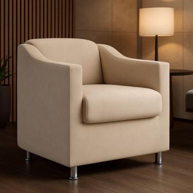 Imagem de Poltrona Cadeira Sala Recepção Clinicas Auditórios Compacta Astra Cor Bege