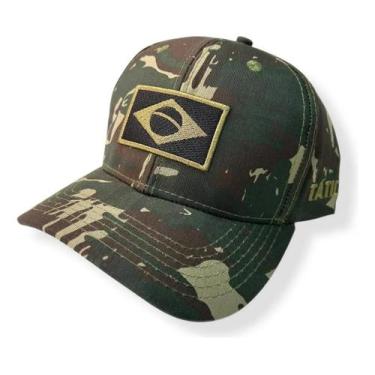 Imagem de Boné Trucker Adulto Camuflado Verde Tático Aba Curva Ajustável Algodão