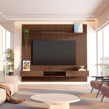 Imagem de Rack com Painel Ripado para Tv até 85 Polegadas 230x250cm 100% Mdf Aloe Cabecasa Madeiramadeira Cedro