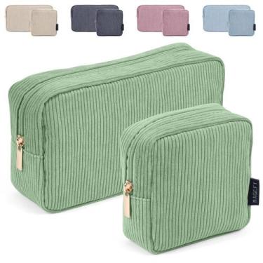 Imagem de Bolsa de maquiagem MAGEFY Corduroy Cosmetic Bag Green, conjunto de 2
