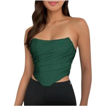 Imagem de Camisola Vintage Sem Alças Costas Abertas Tanques Femininos Desossada Malha Zip Back Bustier Top Colheita Para Fora Festa Namoro Tube Tops, Ag, S
