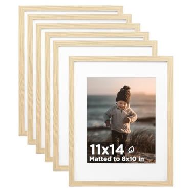 Imagem de KINLINK Conjunto de 6 porta-retratos de 28 x 35 cm, molduras de madeira de 35,5 x 28 cm com acrílico para fotos de 20 x 25 cm com tapete ou 28 x 35,5 cm sem tapete, colagem para galeria de parede e