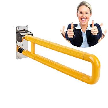 Imagem de Barras de apoio de apoio de segurança trilhos de mão barras dobráveis de aço inoxidável em forma de U suporte de parede flip up corrimão de banheiro chuveiro barra de equilíbrio para idosos guarda de nylon antiderrapante aderência 6