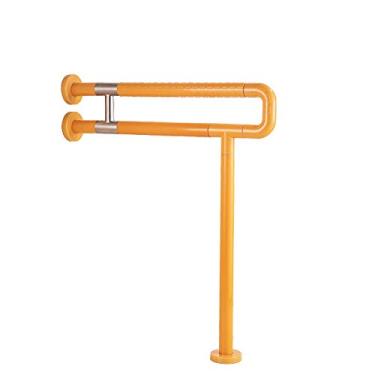 Imagem de Barras de apoio de apoio de segurança trilhos de mão montados no chão barra de apoio de vaso sanitário de aço inoxidável em forma de U corrimão de banheiro para chuveiro de banheiro de nylon amarelo chuveiro de banheiro protetor de segurança para idosos banheiro antiderrapante Su