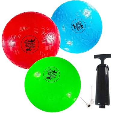 Imagem de Nujzuir 3-Pack 10 Inch Kickball Playground Dodge Rubber Bouncy Balls