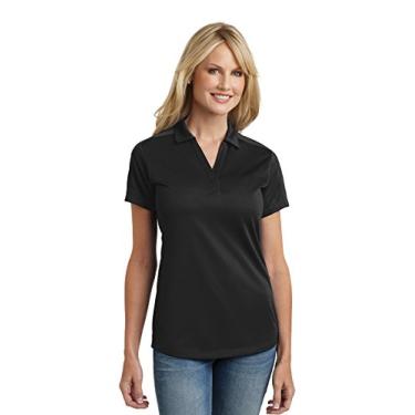 Imagem de Camisa polo feminina Port Authority L569 Diamond Jacquard preta GG