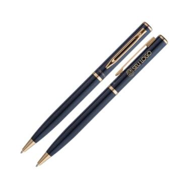 Imagem de Caneta Personalizada Presente Crown Capricci Luxo Esferográfica Nome Logo Gravação Laser (Azul)