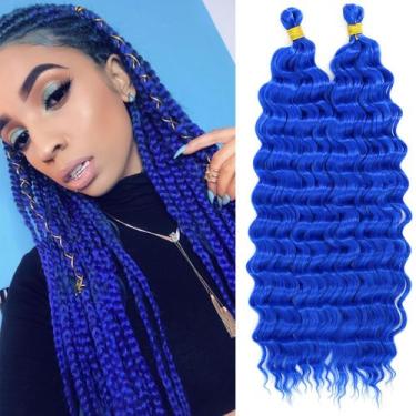 Imagem de Braiding Hair Eerya Long Curly 45 cm, 2 pacotes azuis para mulheres ne