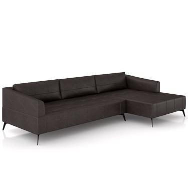 Imagem de Sofá 3 Lugares com Chaise Para Sala Living 292cm Tolstoi P08 Couro Vinho - Lyam Decor